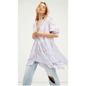 Free People Moon Dust Cardi Full Zip Hoodie Boho Lavender Women's Size L